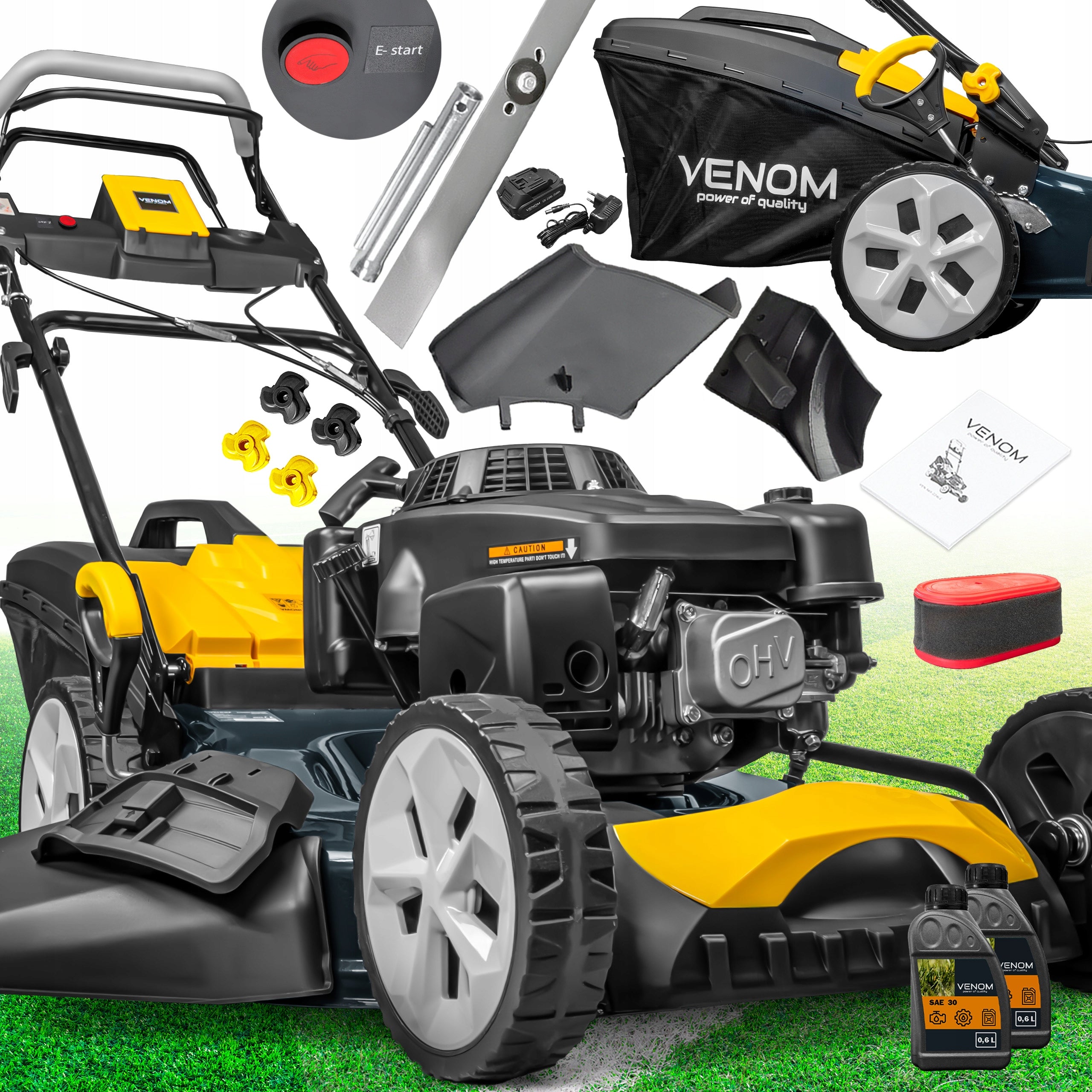 LARGE DIESEL MOWER VENOM EL. START 56CM WITH DRIVE POWERFUL LONCIN 224cc