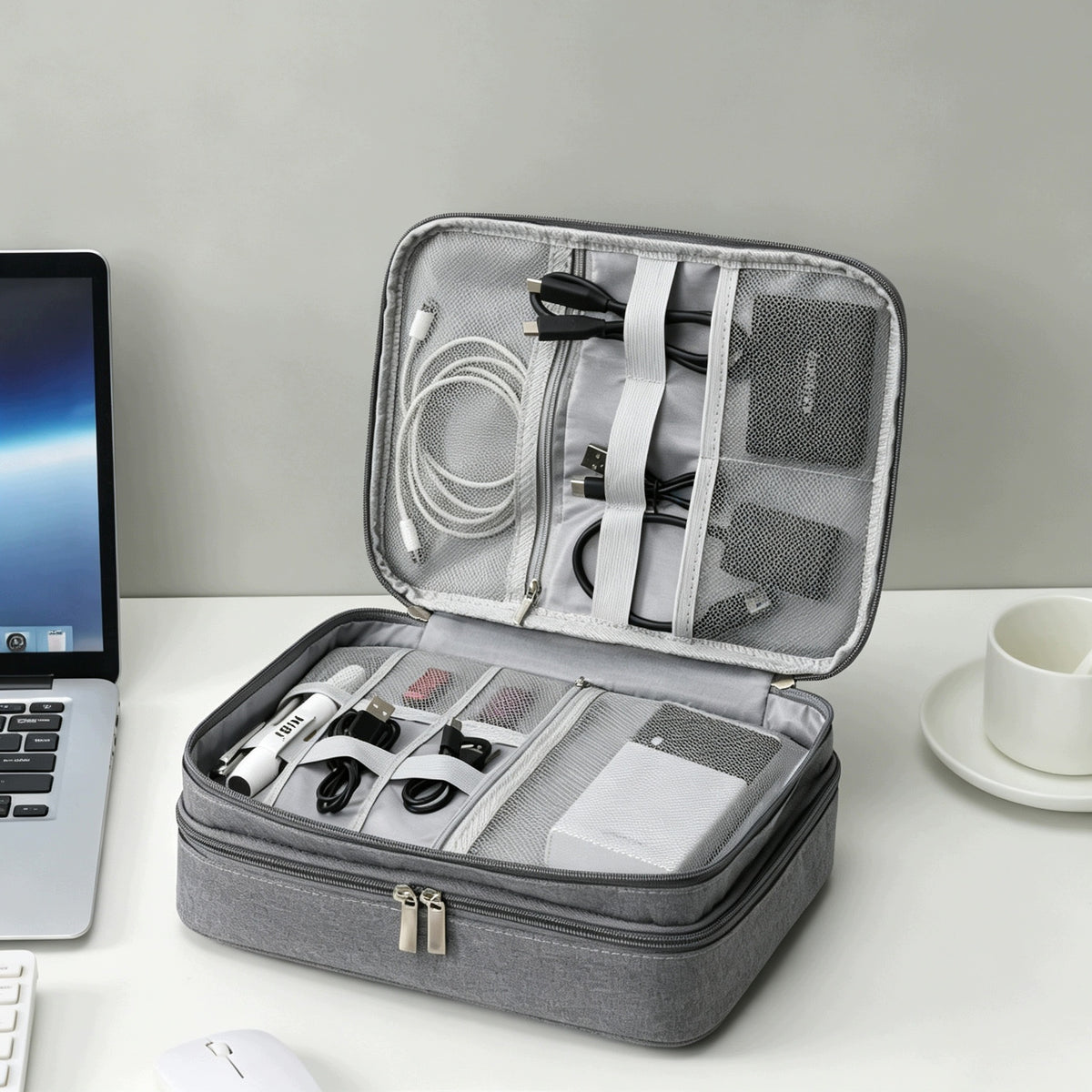 LARGE DIGITAL PHOTO BAG FOR LENS WITH ADJUSTABLE INTERIOR GREY Brand no brand