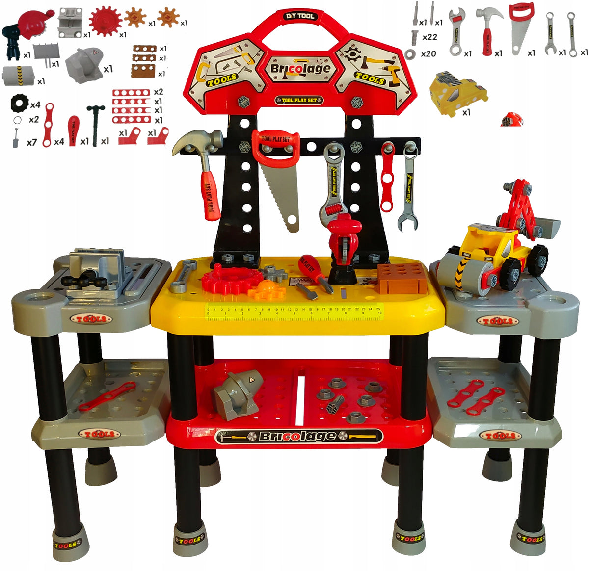 LARGE DIY WORKSHOP WITH TOOLS 121 EL. GIFT FOR BOY Manufacturer code 02