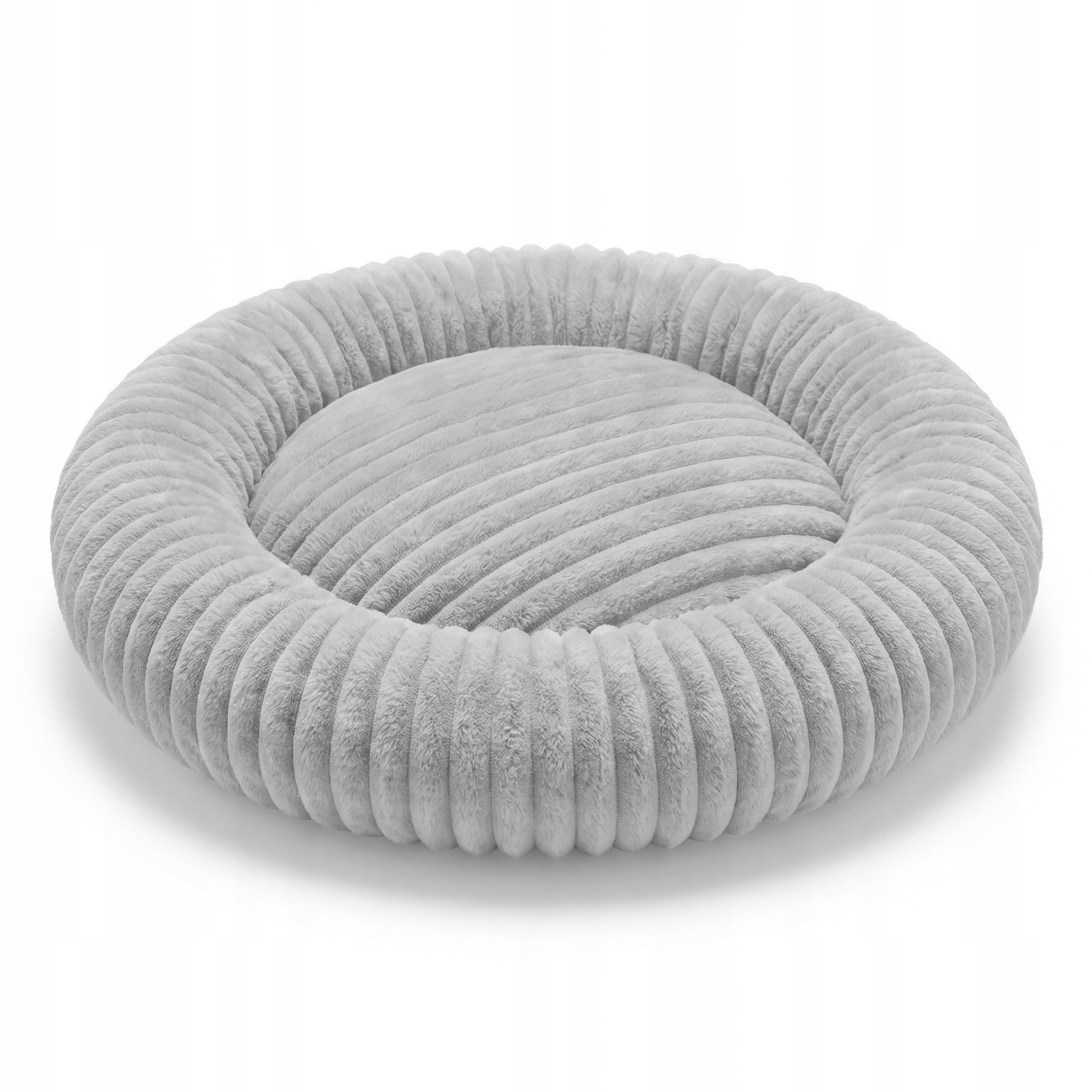 LARGE DOG BED ROUND 90 CM SOFT ENVELOPING FUR RABBIT FUR Packaging status original