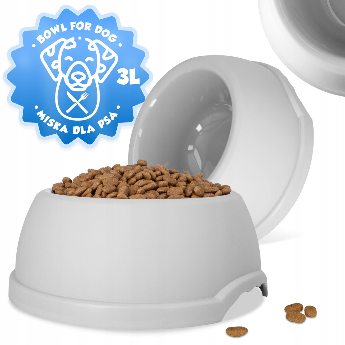 LARGE DOG BOWL 3 l PLASTIC NON-SLIP WATER BOWL XXL LARGE PS F8