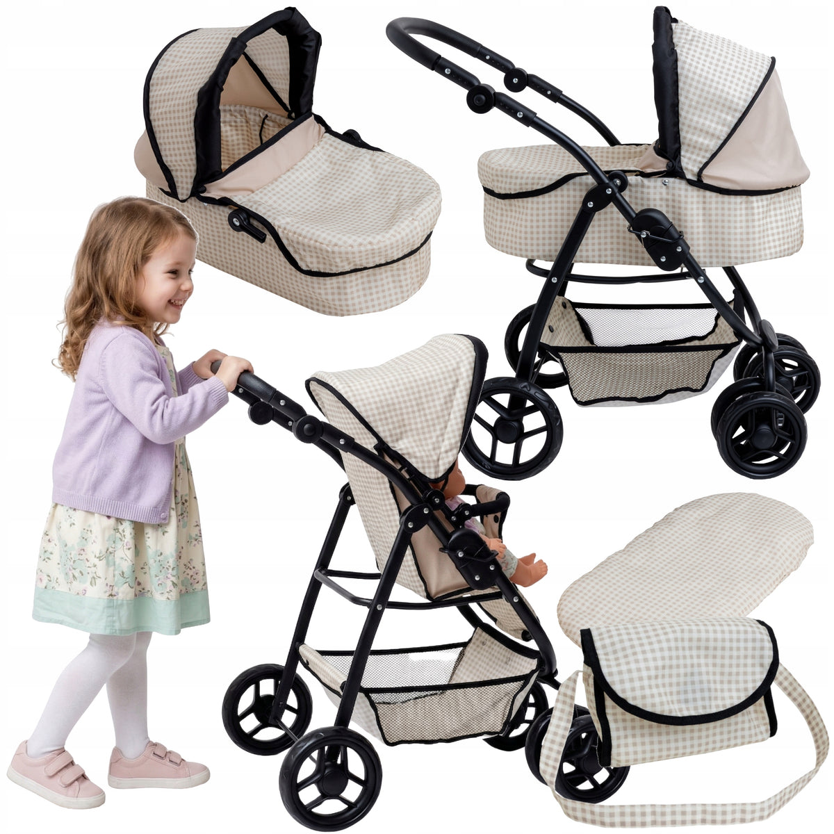LARGE DOLL STROLLER multifunctional 4in1 deep walking + BAG bag