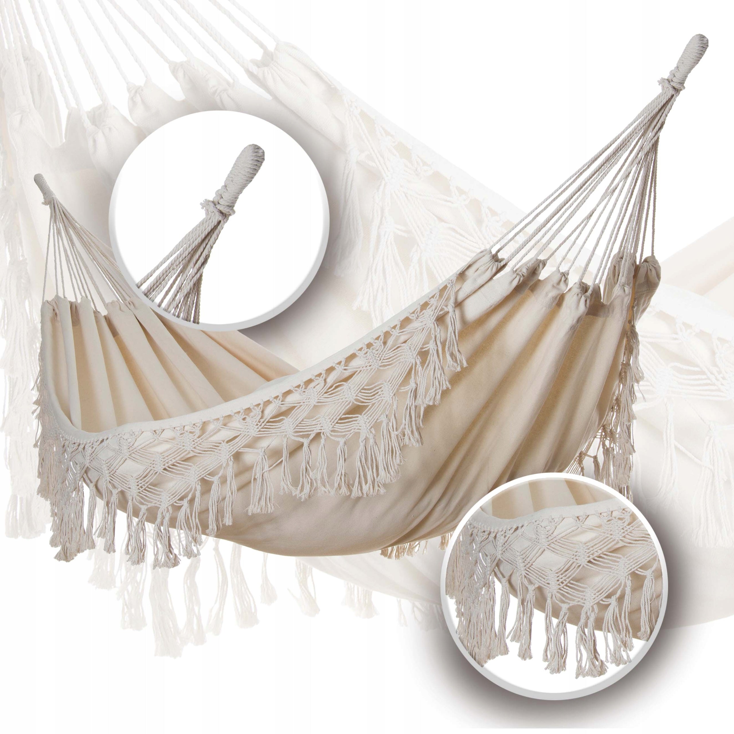 LARGE DOUBLE DURABLE GARDEN HAMMOCK SWING MIDAS 150x200 XXL ECRU Manufacturer Kontrast
