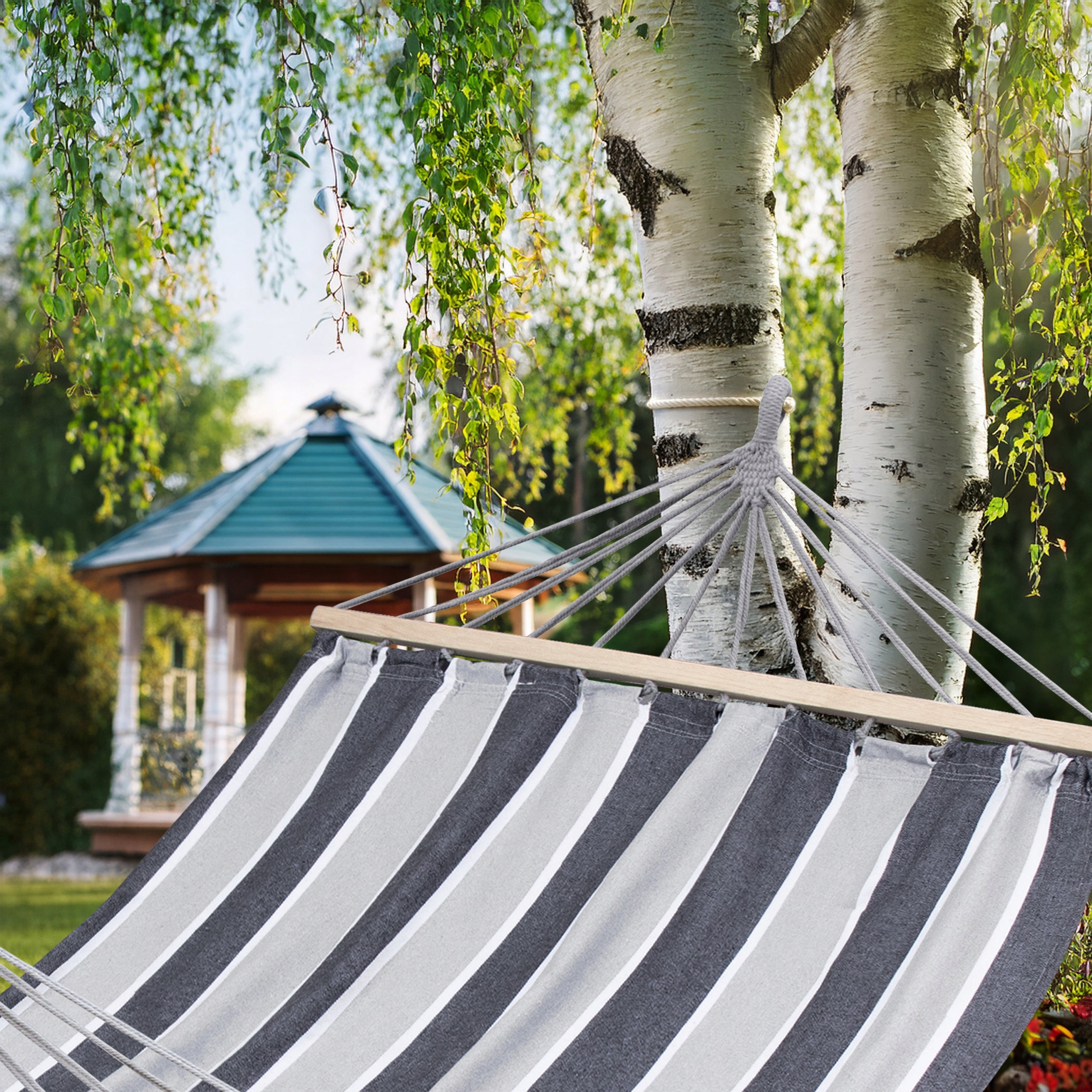 LARGE DOUBLE GARDEN HAMMOCK STRONG XXL 290x150 CM HEADBAND 120 CM + ROPES Manufacturer code Hamak Dwuosobowy Duży XXL Pasy - 36645