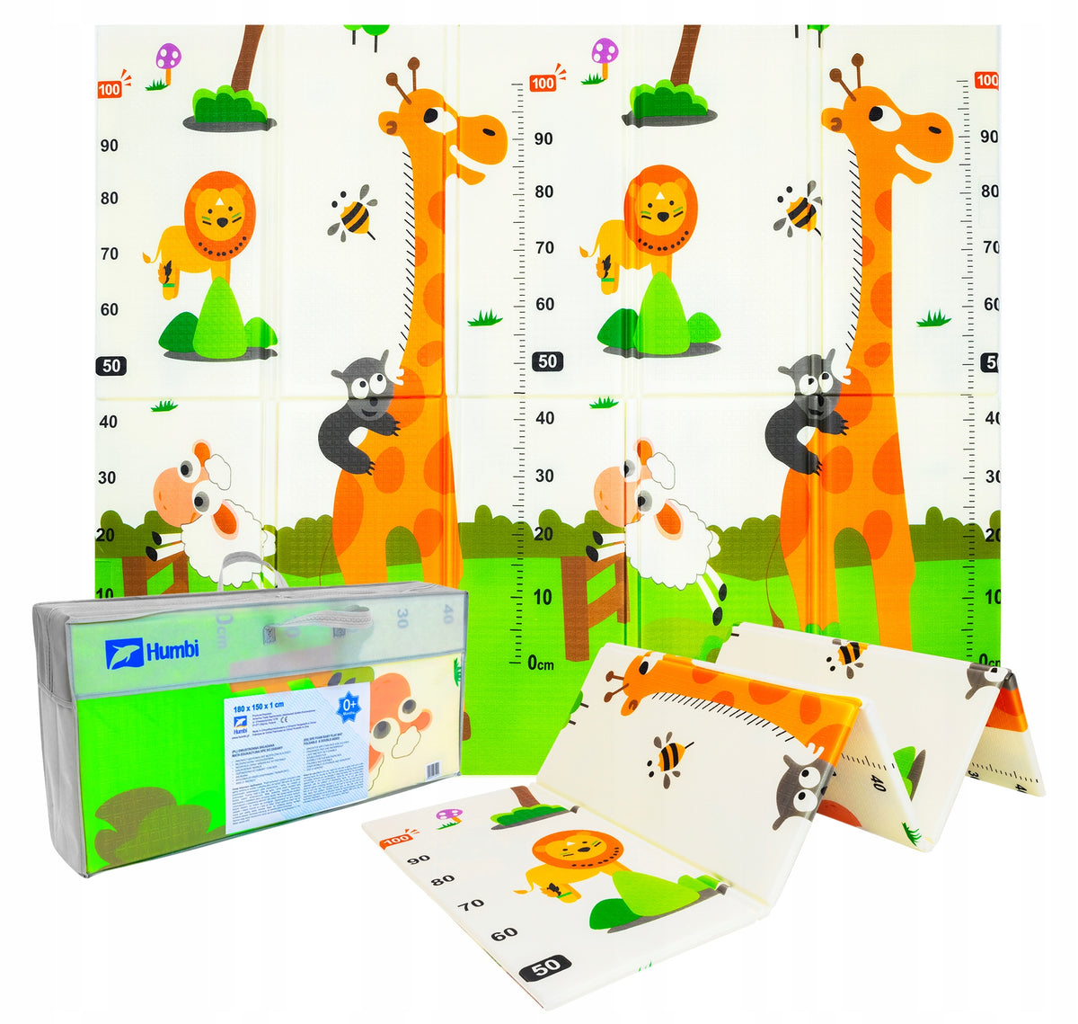 LARGE DOUBLE-SIDED EDUCATIONAL MAT FOR CHILDREN XPE 180x150 CM THICK GIRAFFES