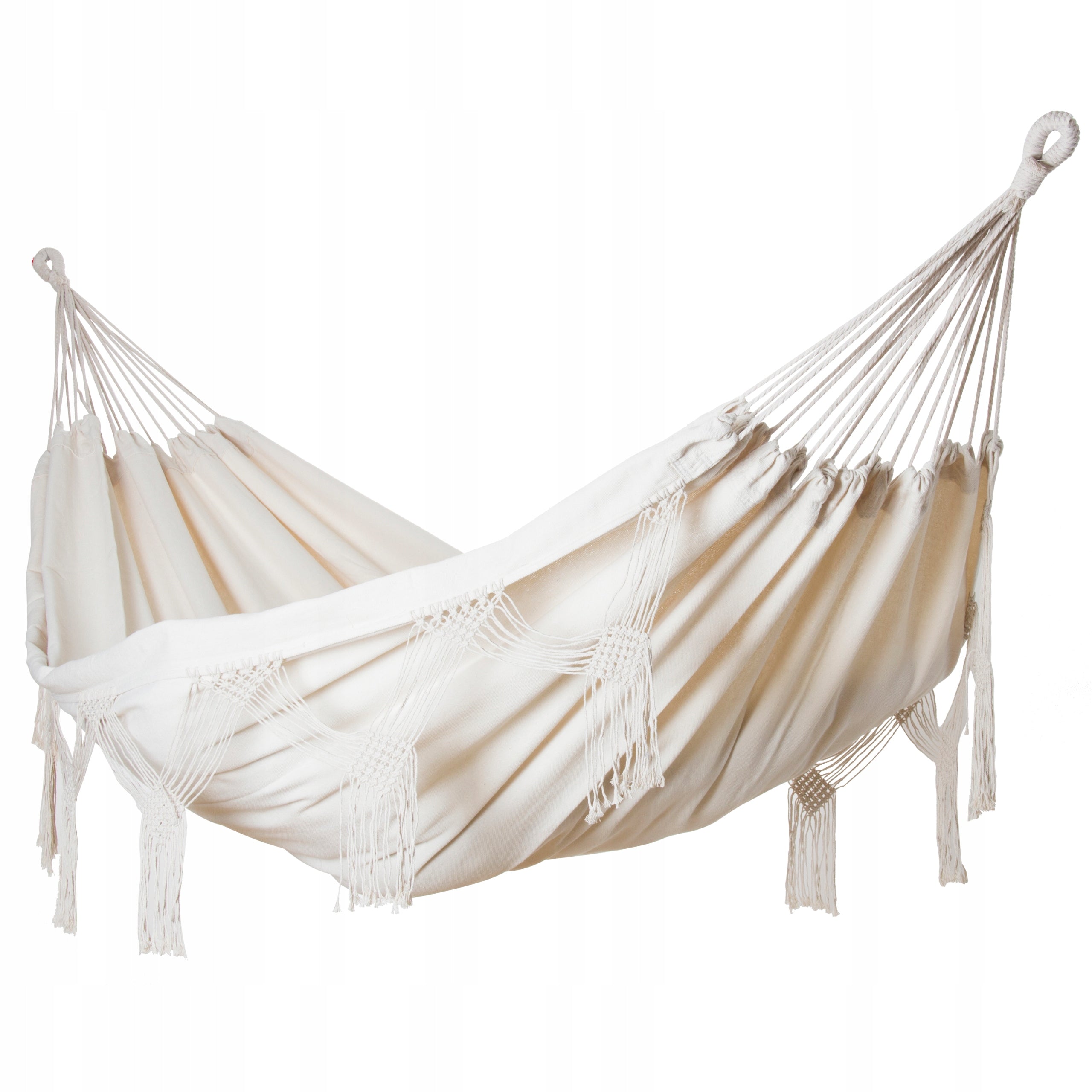 LARGE DOUBLE STRONG GARDEN HAMMOCK BOHO MACRAME MIDAS 2 160x220 XXL ECRU