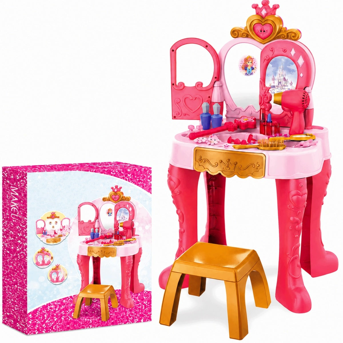 LARGE DRESSING TABLE FOR CHILDREN GIRLS WITH MIRROR DRYER SOUNDS OF LIGHT Brand no brand