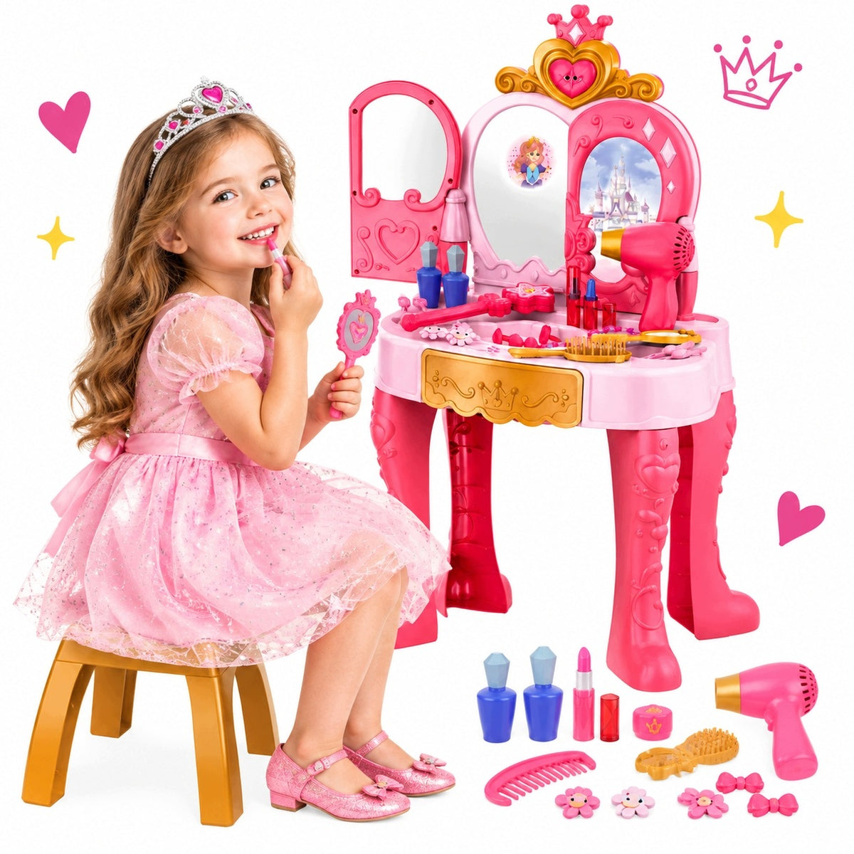 LARGE DRESSING TABLE FOR GIRLS STRONG CHAIR