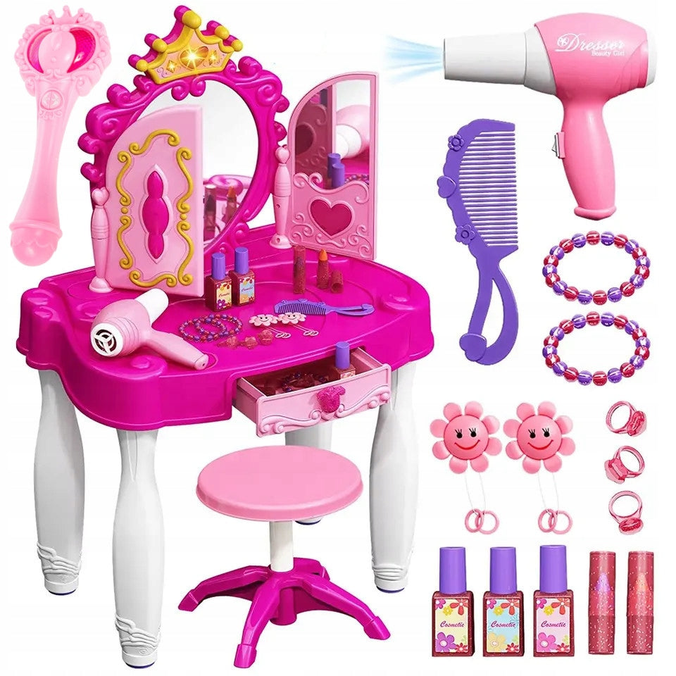 LARGE DRESSING TABLE for girls ACCESSORIES LIGHT DRYER Wand Remote control mp3