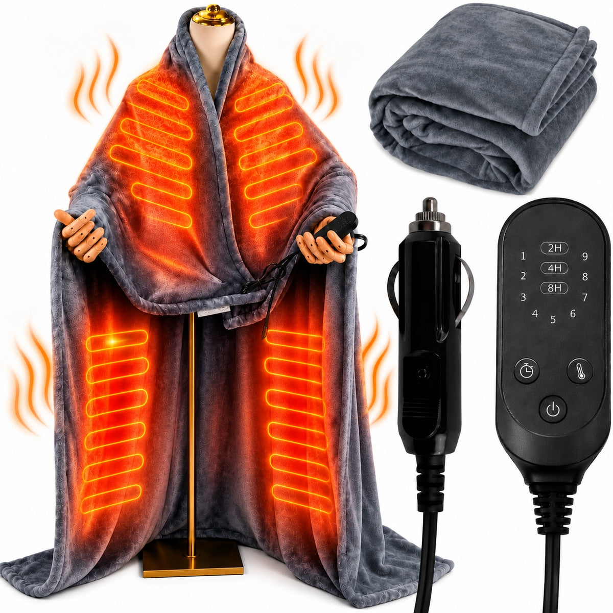 LARGE ELECTRIC BLANKET 150x100cm HEATING MAT SOFT TIMER PILO