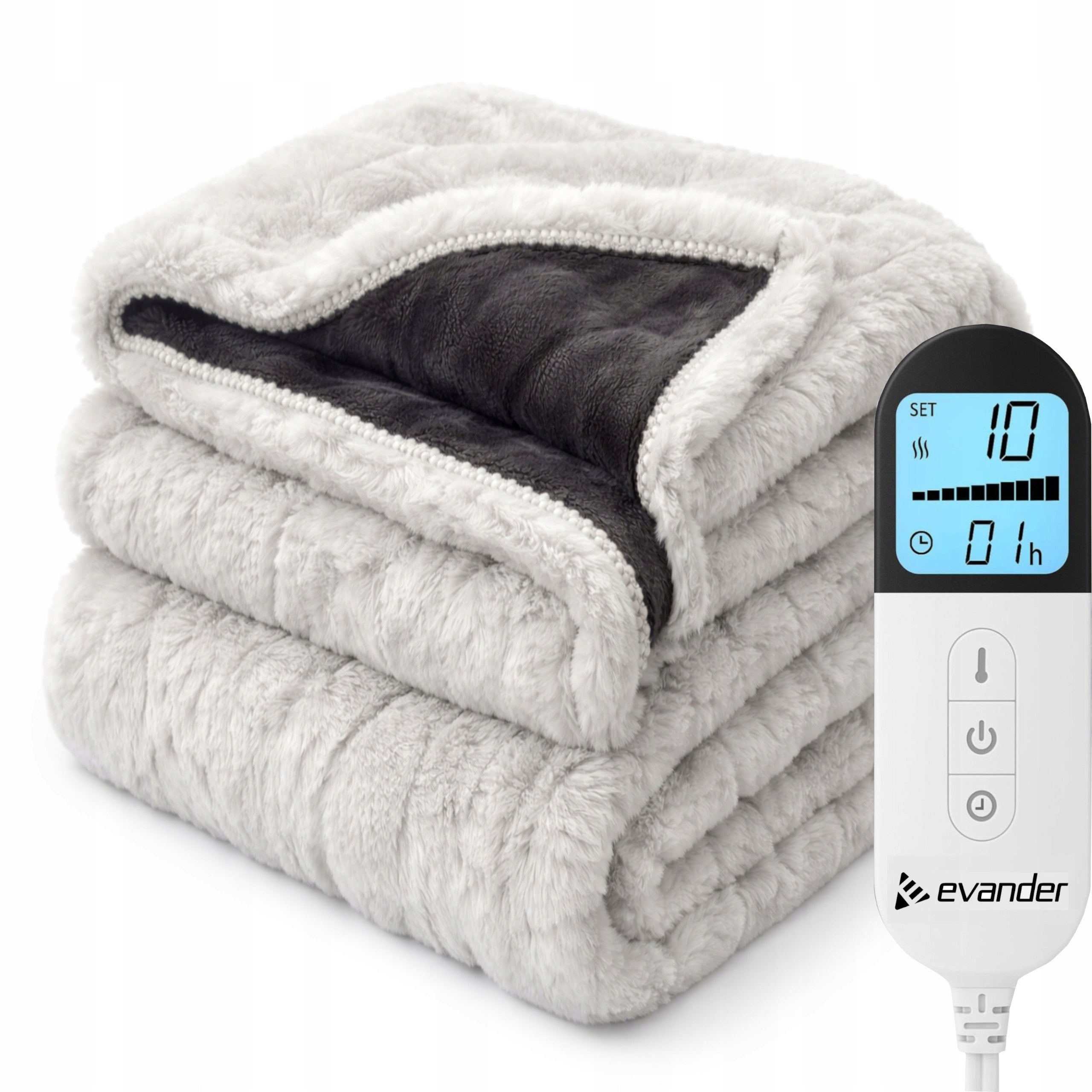 LARGE ELECTRIC BLANKET 180x160 HEATING MAT DOUBLE SIDED FUR FLEECE + PILOT