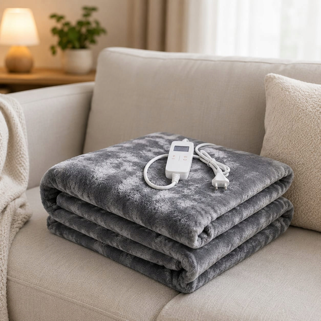 LARGE ELECTRIC BLANKET 180x160 HEATING MAT with remote control grey Medical device no
