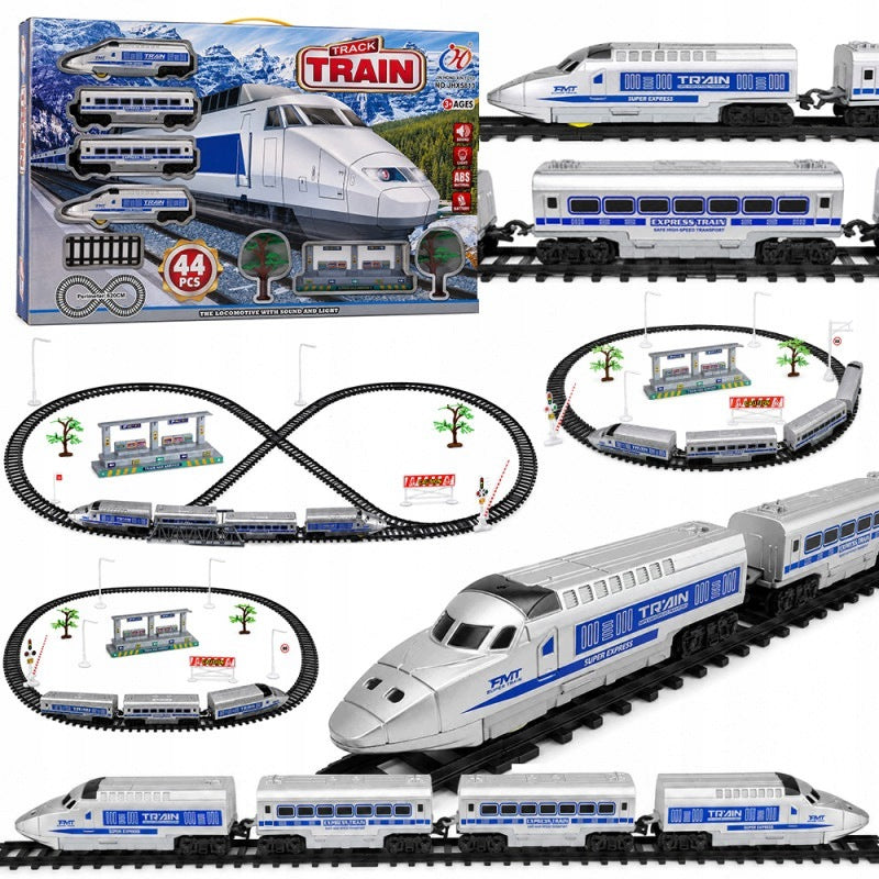 LARGE ELECTRIC METRO RAILWAY WITH TRACKS 44 ELEMENTS LOCOMOTIVE WITH WAGONS