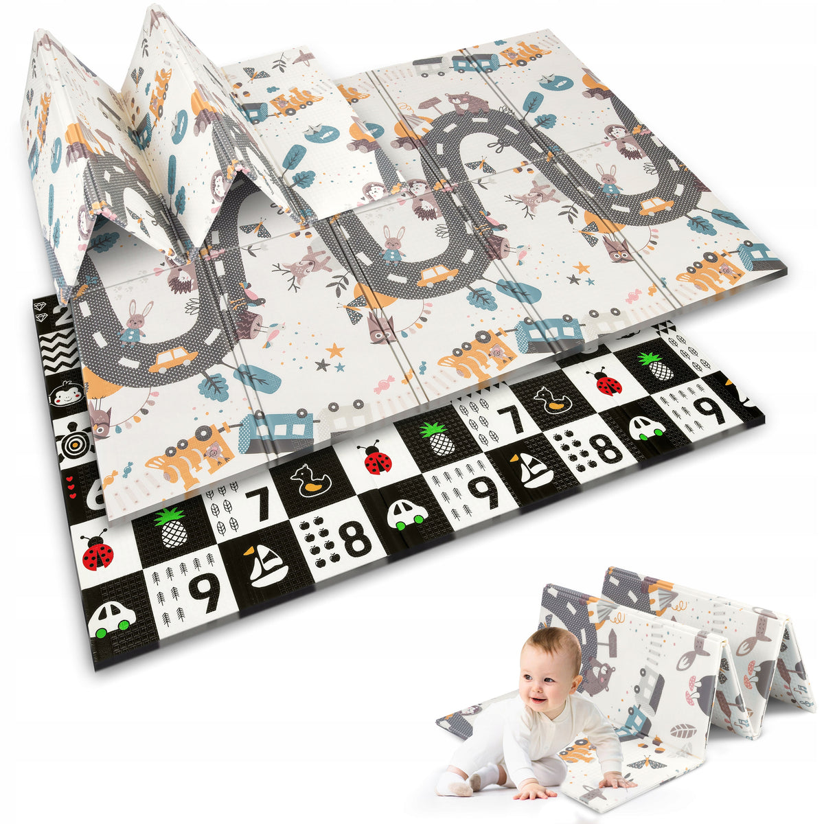 LARGE Educational Folding Foam Mat for Children 150x200 DOUBLE-SIDED NUKIDO