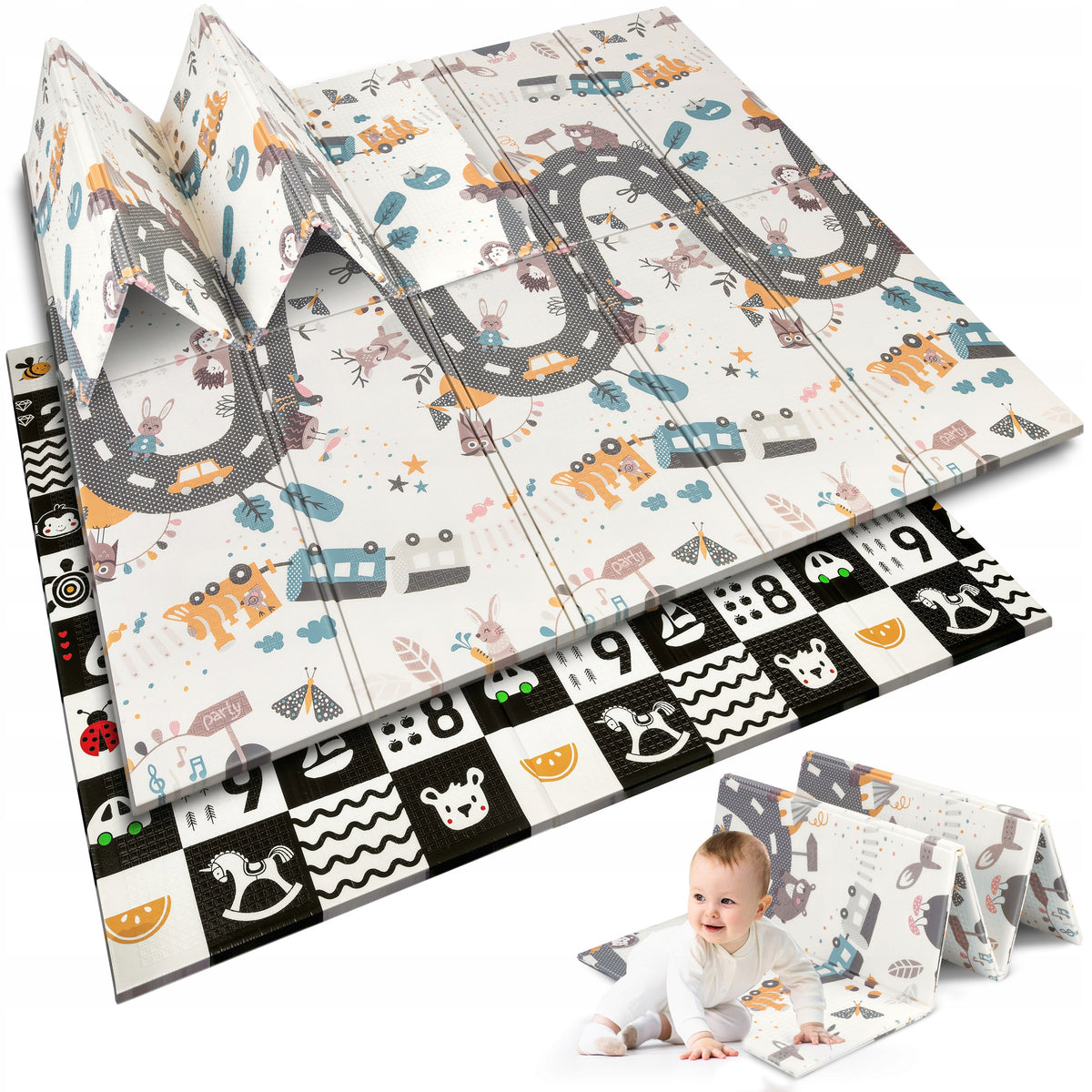 LARGE Educational Folding Foam Mat for Kids 180x200 XPE Foam NUKIDO