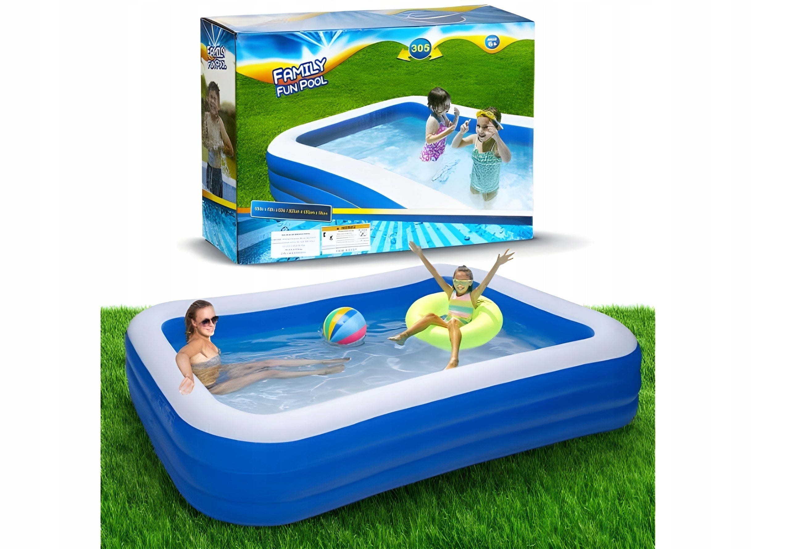 LARGE FAMILY INFLATABLE GARDEN POOL FOR KIDS FOR GARDEN 305 x 183 CM XXL Manufacturer code BASEN OGRODOWY DMUCHANY DUŻY RODZINNY DLA