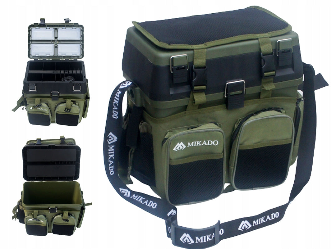 LARGE FISHING BOX WITH BAG MIKADO BASKET SEAT FOR GIFT Manufacturer code UABM-317-G + UWD-317-G