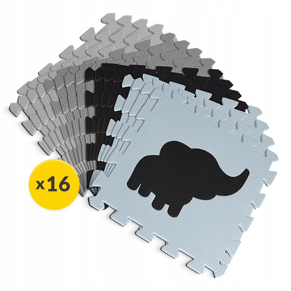 LARGE FOAM MAT EDUCATIONAL PUZZLE FOR CHILDREN THICK FOLDING PLAYPEN 16PCS. Manufacturer code Mata edukacyjna PUZZLE biało-szara