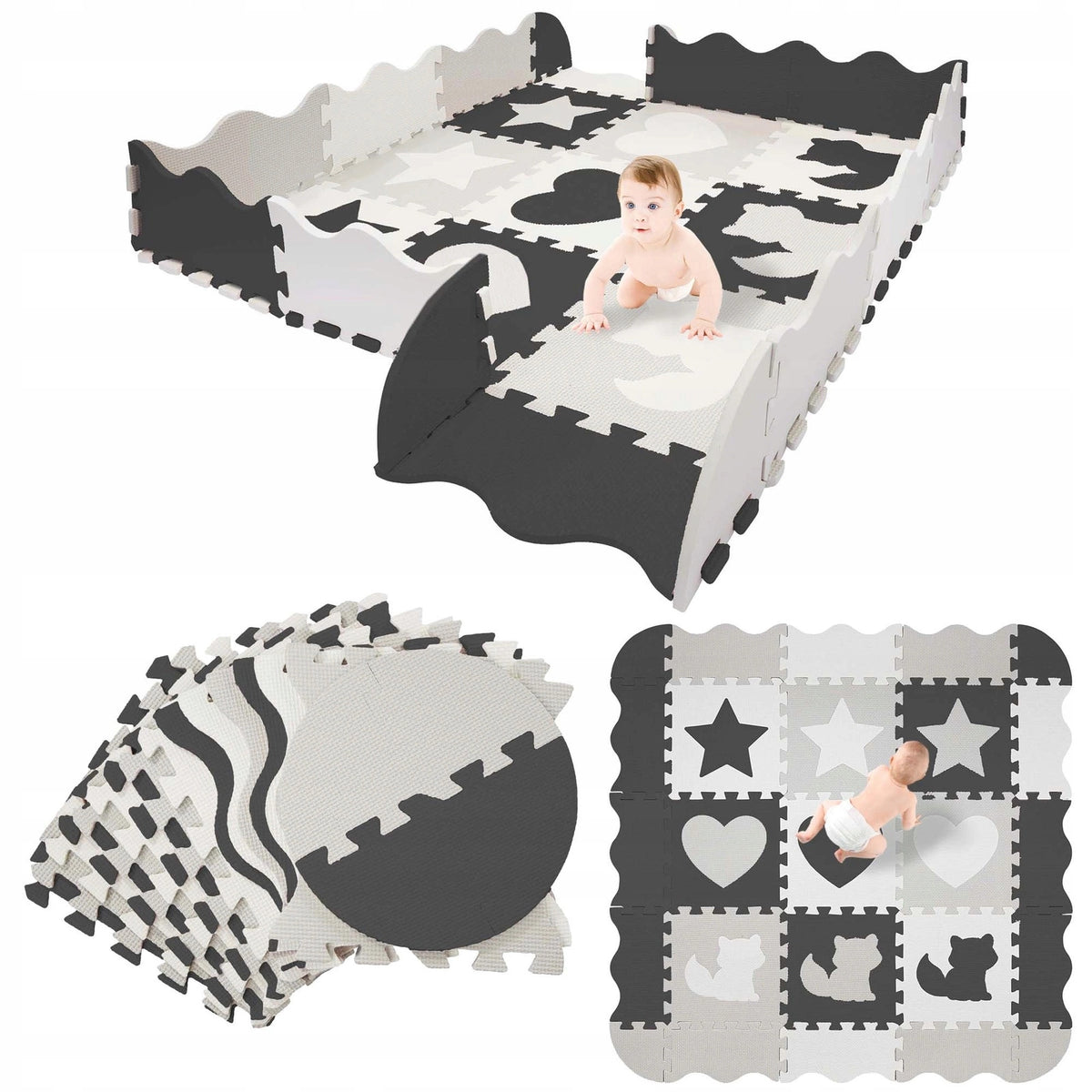 LARGE FOAM MAT EDUCATIONAL PUZZLE FOR KIDS THICK FOLDING PLAYPEN 9 PACK