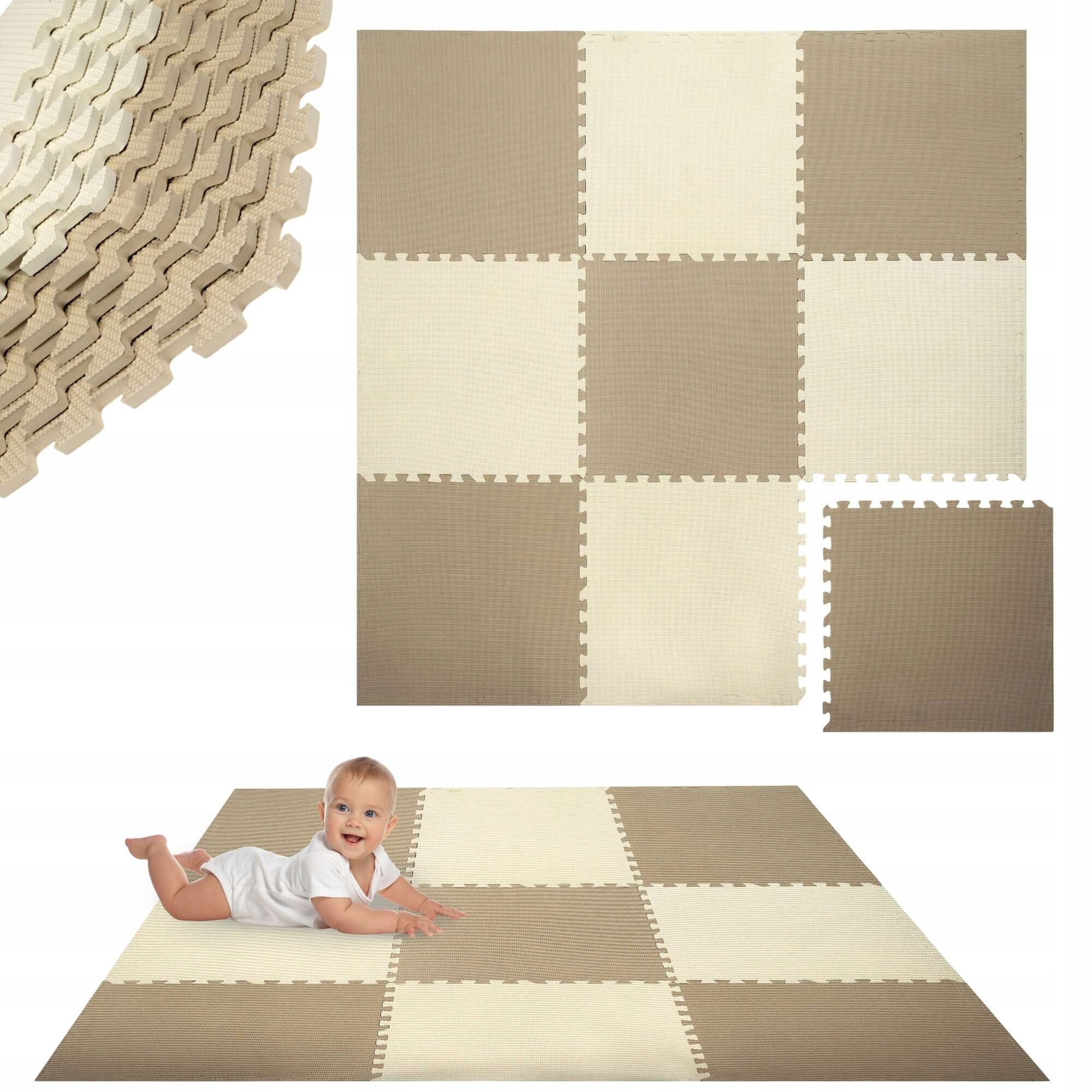 LARGE FOAM PUZZLE WATERPROOF MAT HUMBI COLOR FLOOR 180x180 9 PCS
