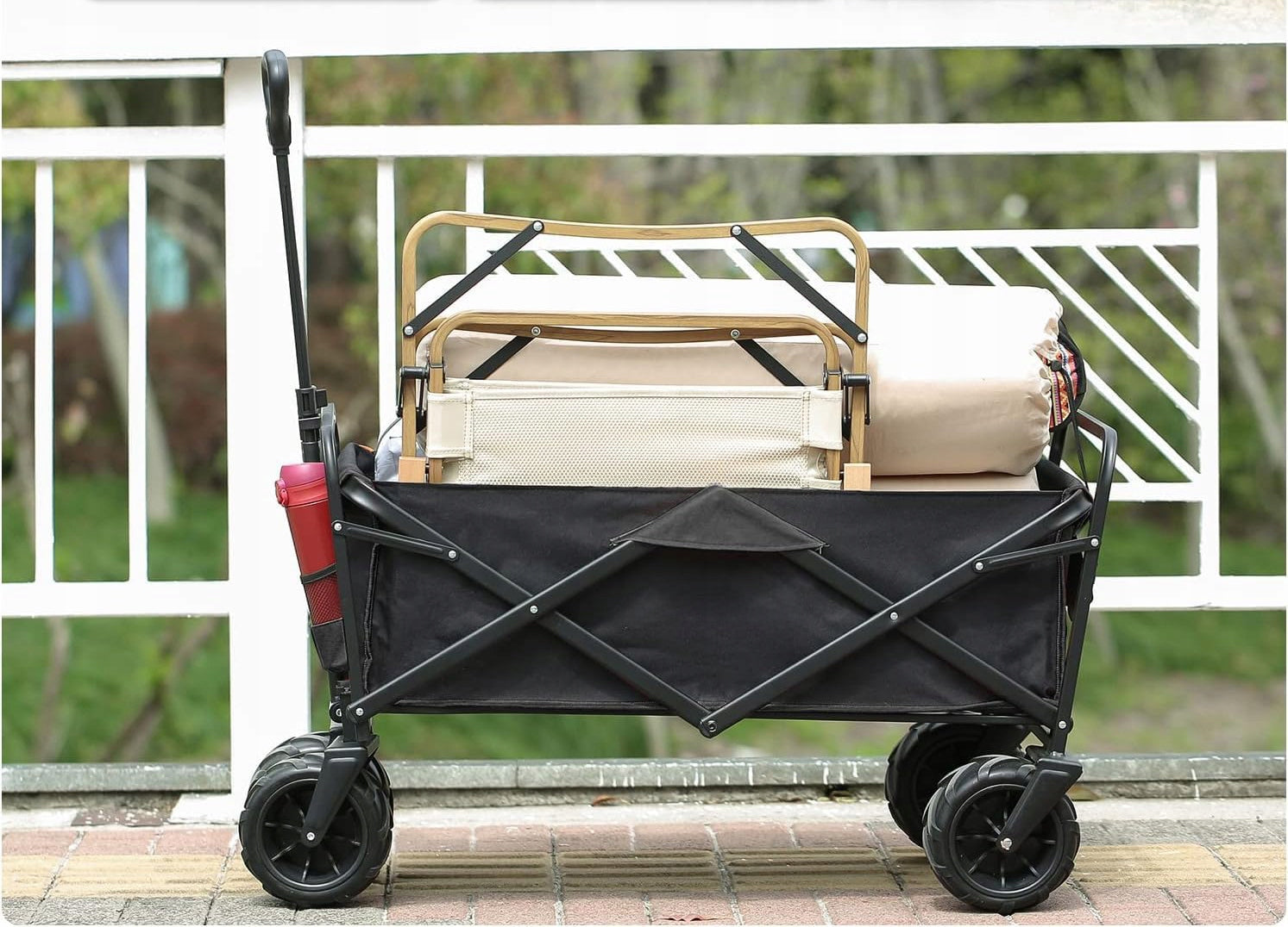 LARGE FOLDING BEACH TRANSPORT TROLLEY 100KG TRAILER 120L Capacity 120 l