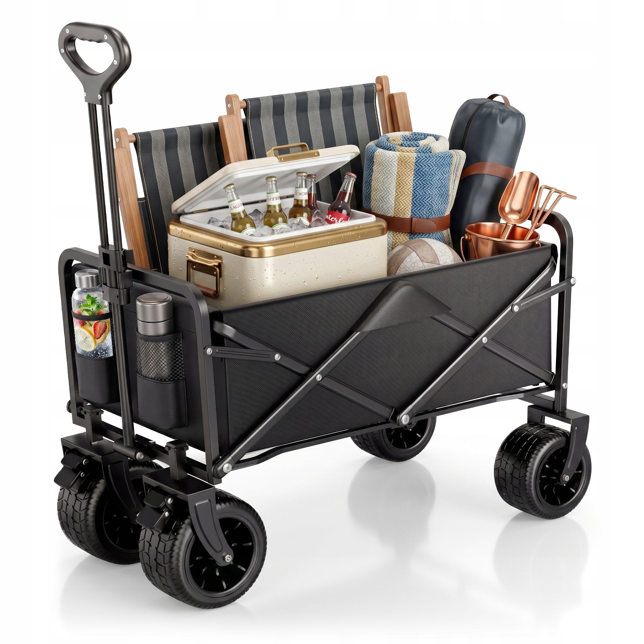 LARGE FOLDING BEACH TRANSPORT TROLLEY 100KG TRAILER 120L