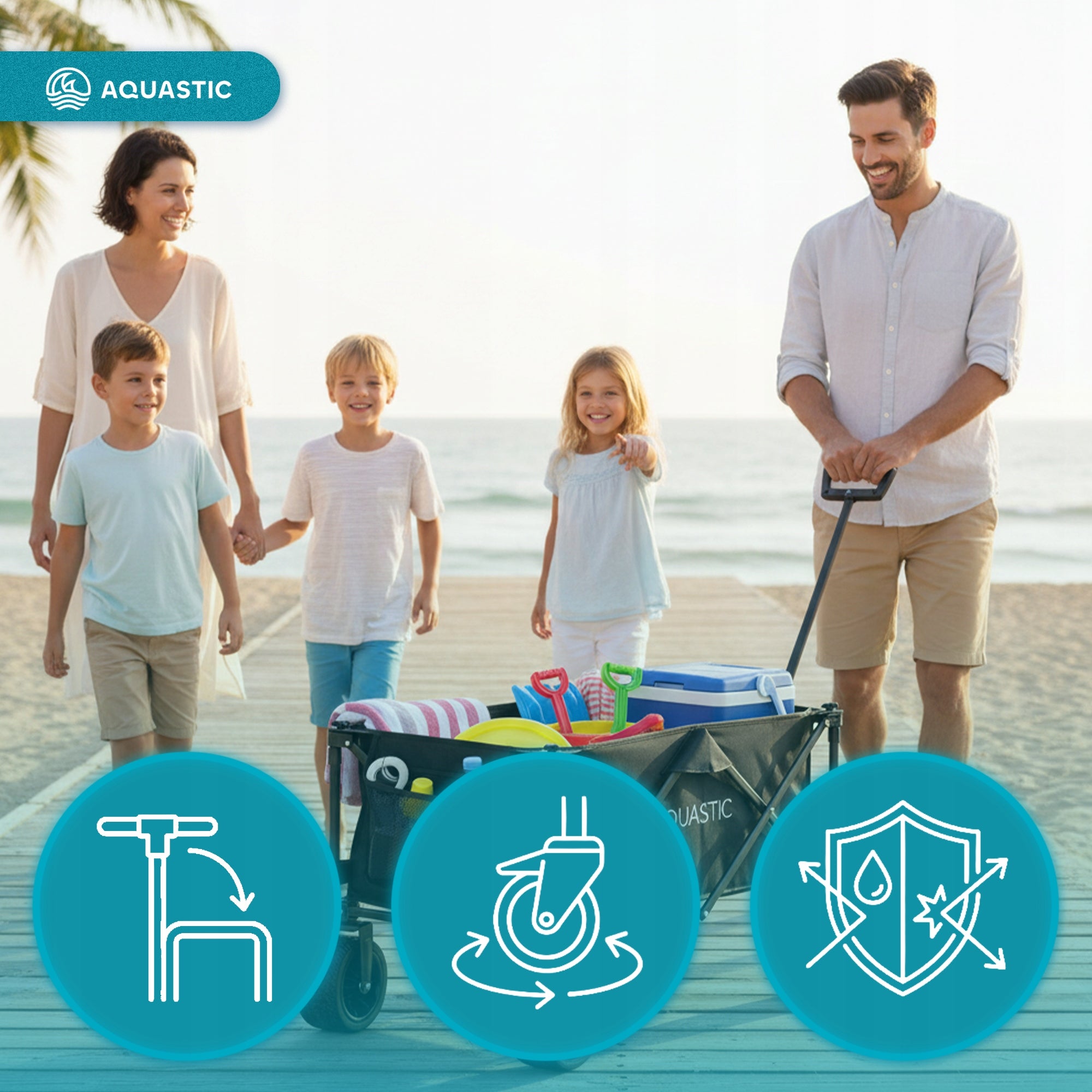 LARGE FOLDING Hiking Cart for Beach Camping Garden 127L AQUASTIC CARO Product weight with unit packaging 7 kg