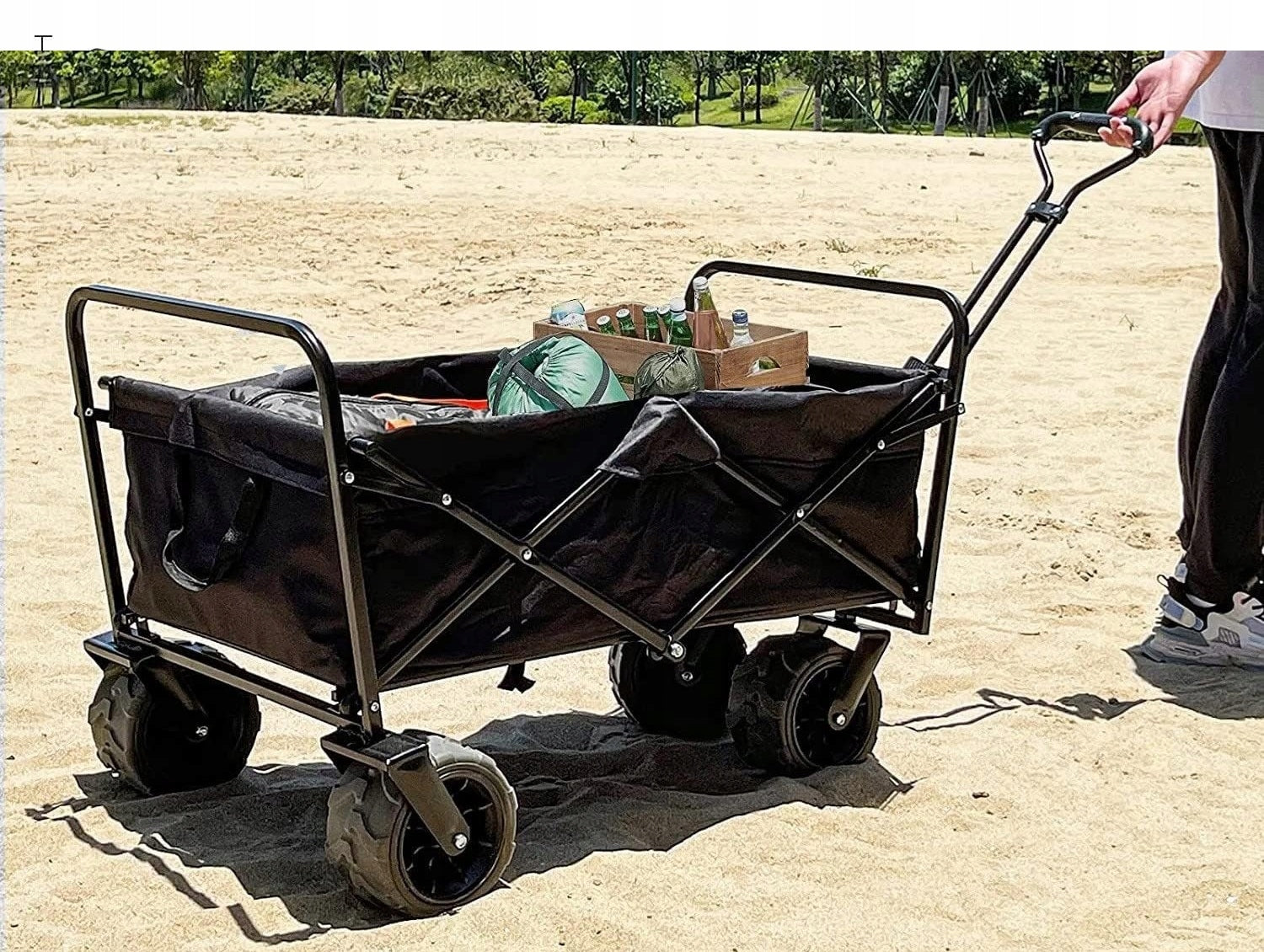 LARGE Folding Garden Trolley BEACH Transport with Roof Wide Wheels Manufacturer code Duży Wózek Plażowy XL