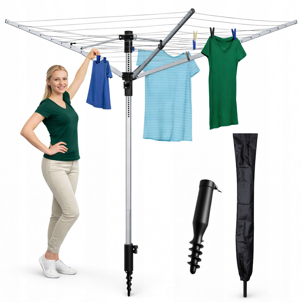 LARGE GARDEN DRYER for laundry ROTATING underwear approx. 59m + COVER