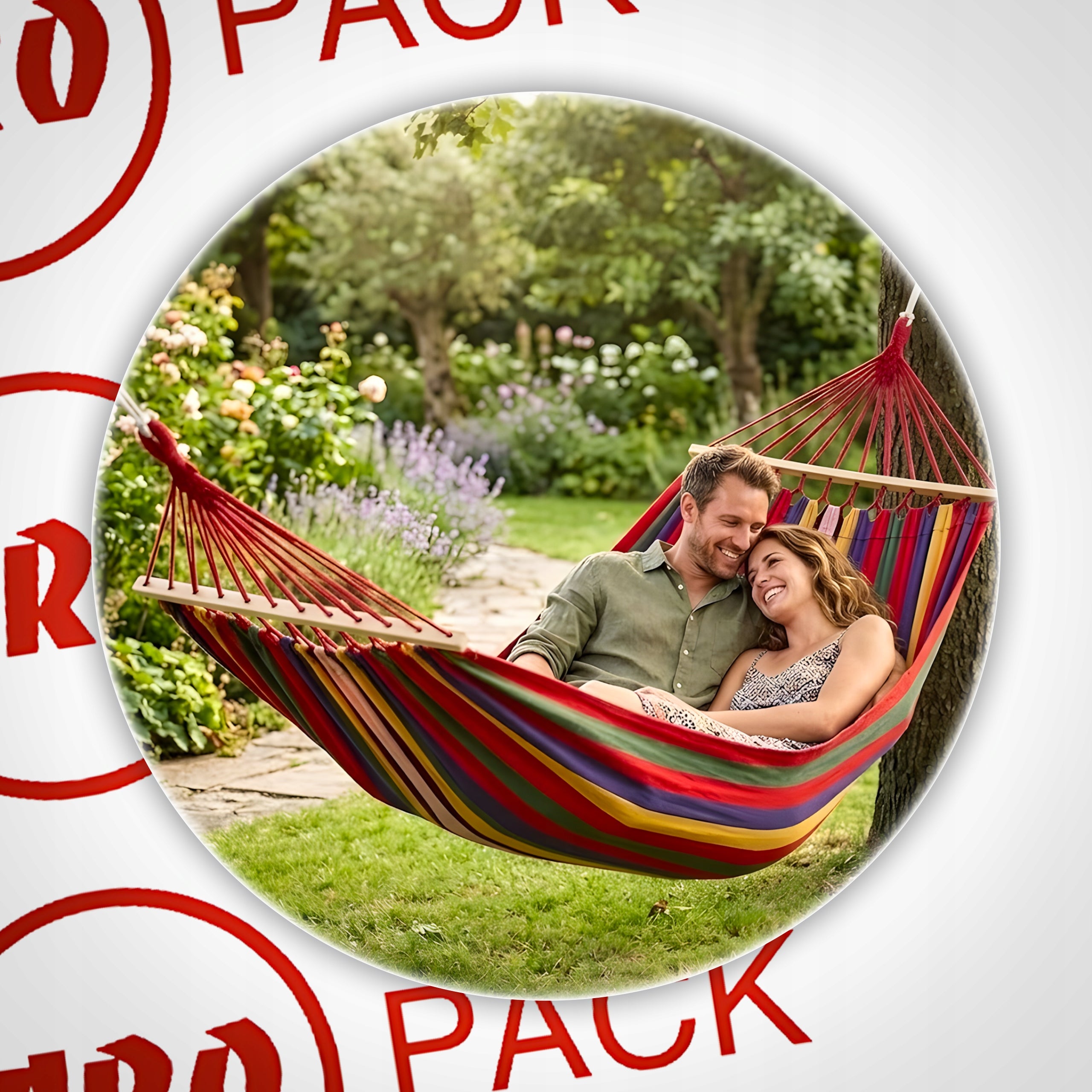 LARGE GARDEN HAMMOCK DOUBLE XXL SWING STABLE HEADBAND WITH COVER Packaging status original
