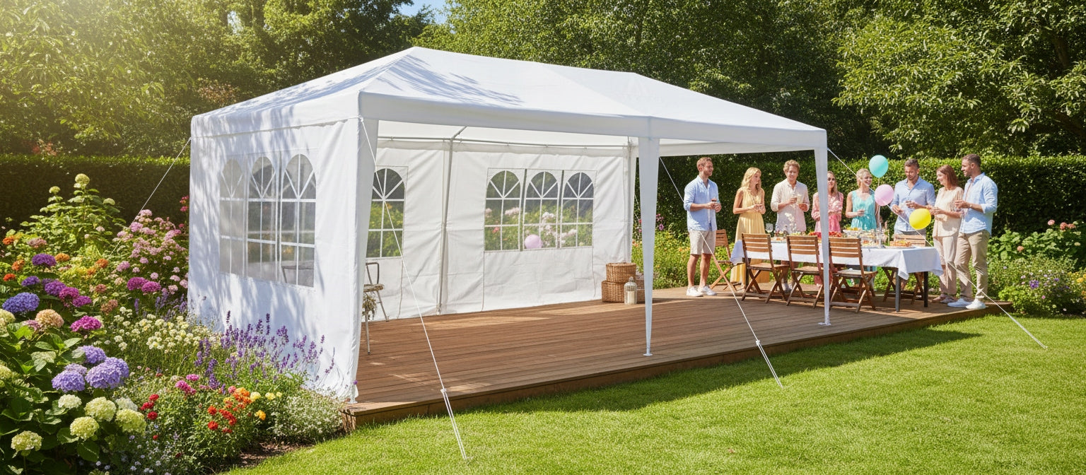 LARGE GARDEN PAVILION PARTY TENT 3x6m WATERPROOF WHITE + 6 WALLS Manufacturer Corciano