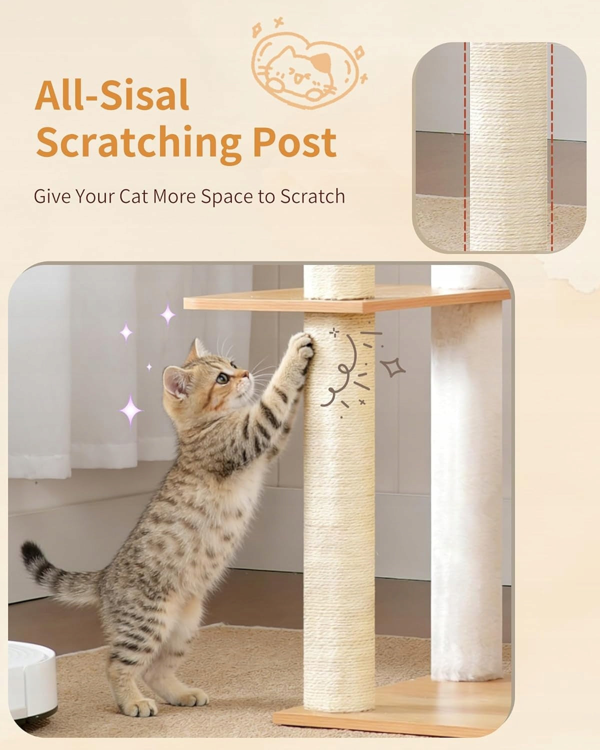 LARGE HIGH SCRATCHING POST FOR CATS WITH BOOTH AND HAMMOCKS 184 CM WALNUT COLOR Color other