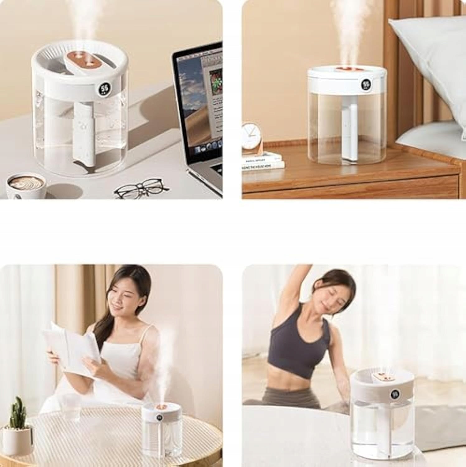 LARGE HUMIDIFIER 2L USB QUIET WITH DOUBLE MIST FOR OFFICE Medical device no