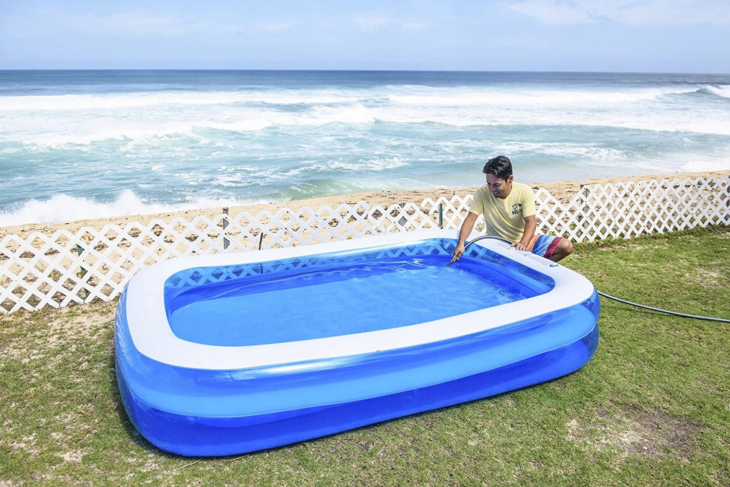 LARGE INFLATABLE GARDEN POOL 262x175x51 cm FAMILY FOR CHILDREN RECTANGULAR Series Giant