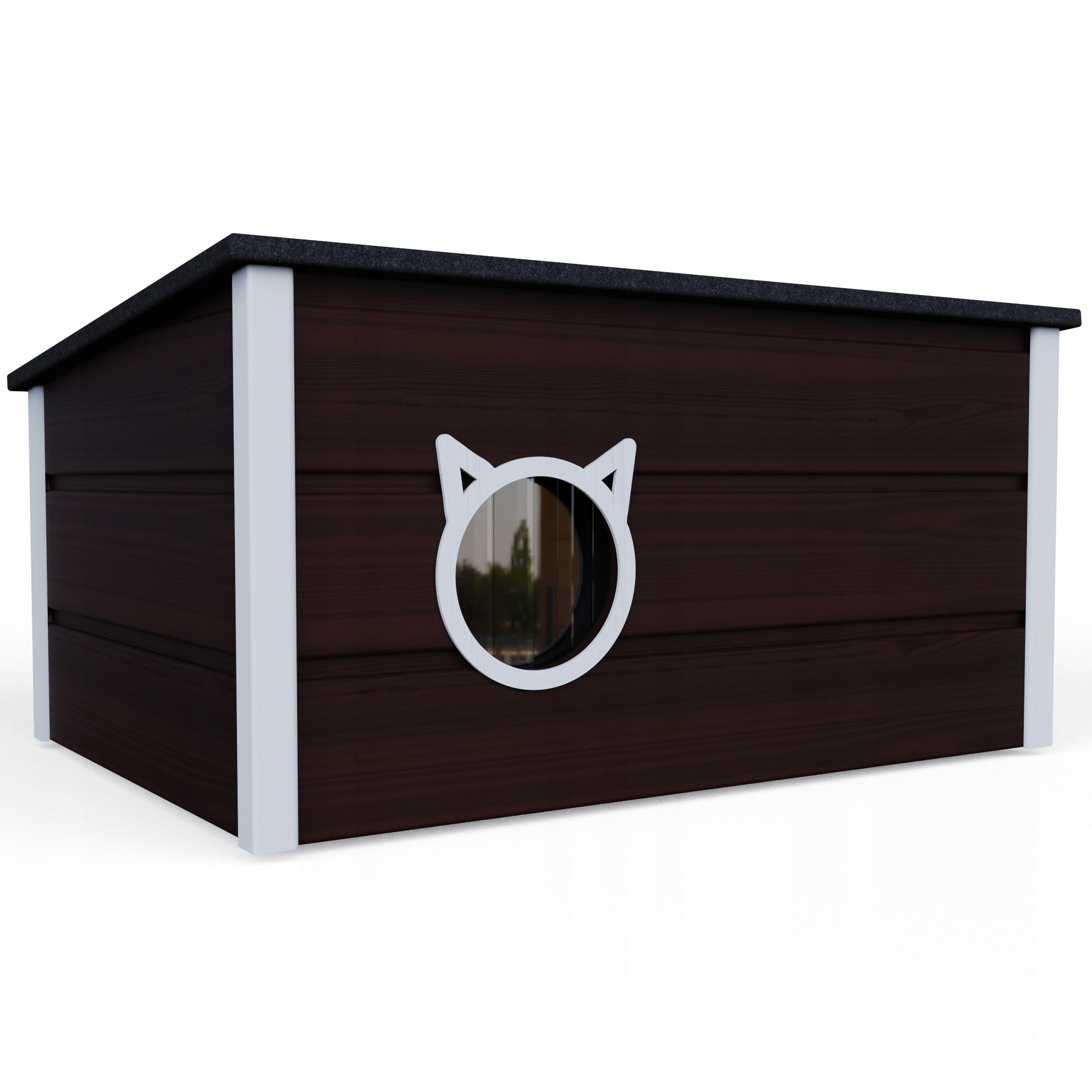 LARGE INSULATED BOOTH COTTAGE SHELTER FOR CAT CATS + CURTAIN Length 73.5 cm