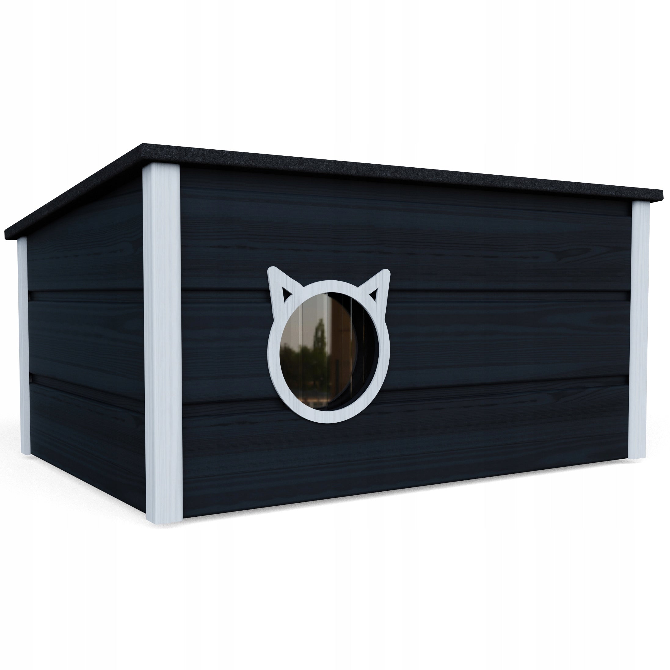 LARGE INSULATED BOOTH COTTAGE SHELTER FOR CAT CATS + CURTAIN
