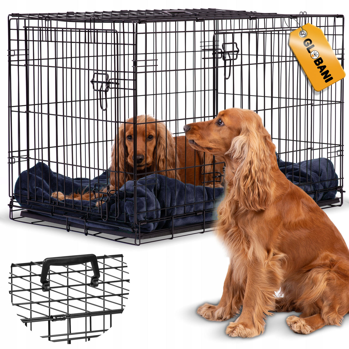 LARGE KENNEL CAGE METAL PLAYPEN Transporter for DOG DOGS 92x57x63 cm L