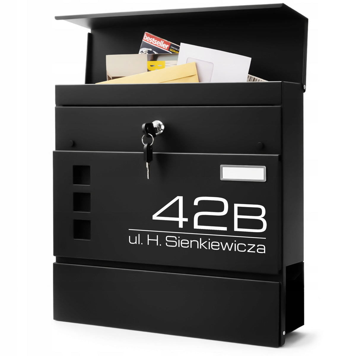 LARGE LETTERBOX Mail with Address Inscription House Number UV PRINTING Manufacturer code SKRZYNKA NA LISTY Z ADRESEM SN3676-2-D