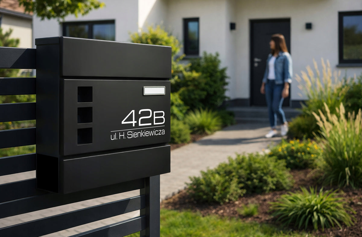 LARGE LETTERBOX Mail with Address Inscription House Number UV PRINTING Packaging status original