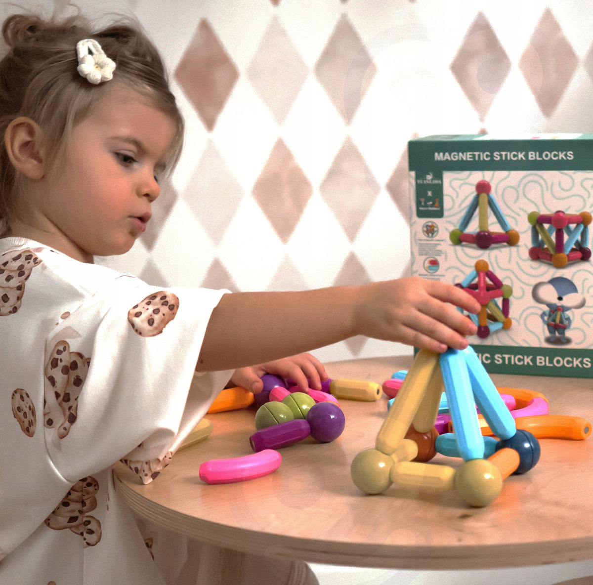 LARGE MAGNETIC BUILDING BLOCKS EDUCATIONAL STICKS XXL 38el. WOOPIE Packaging status original