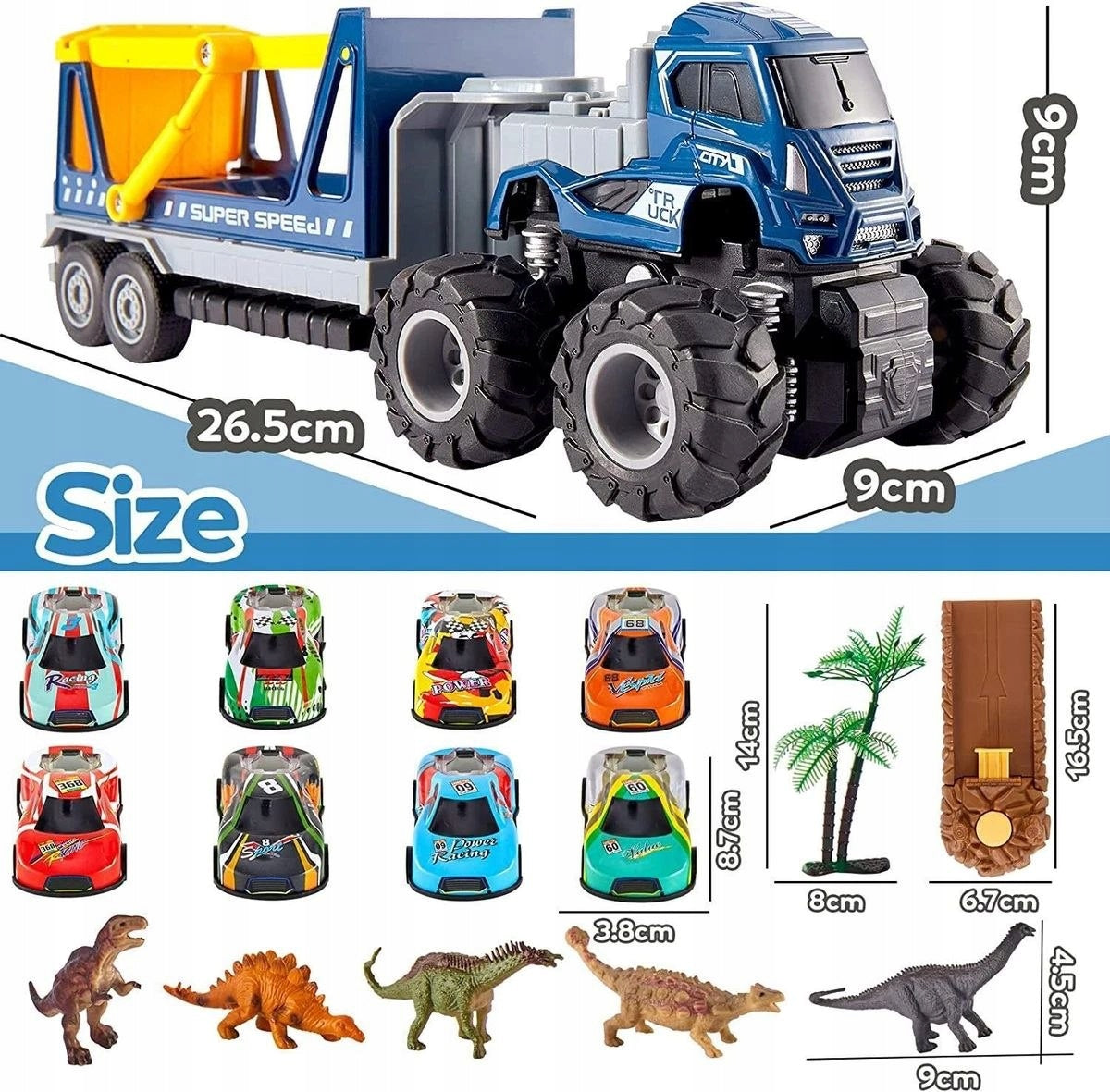 LARGE MONSTER TRUCK + 6 CARS + DINOSAURS + ACCESSORIES Brand no brand
