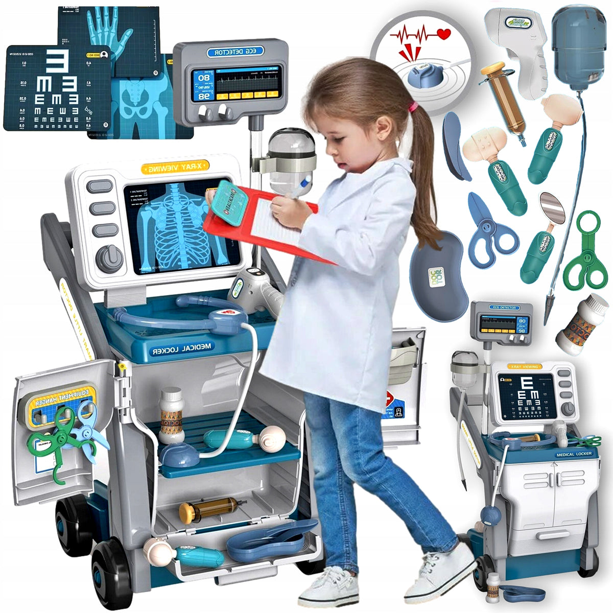 LARGE Medical Set STROLLER MEDICAL STATION Small Doctor Ultrasound X-ray Doctor XXL