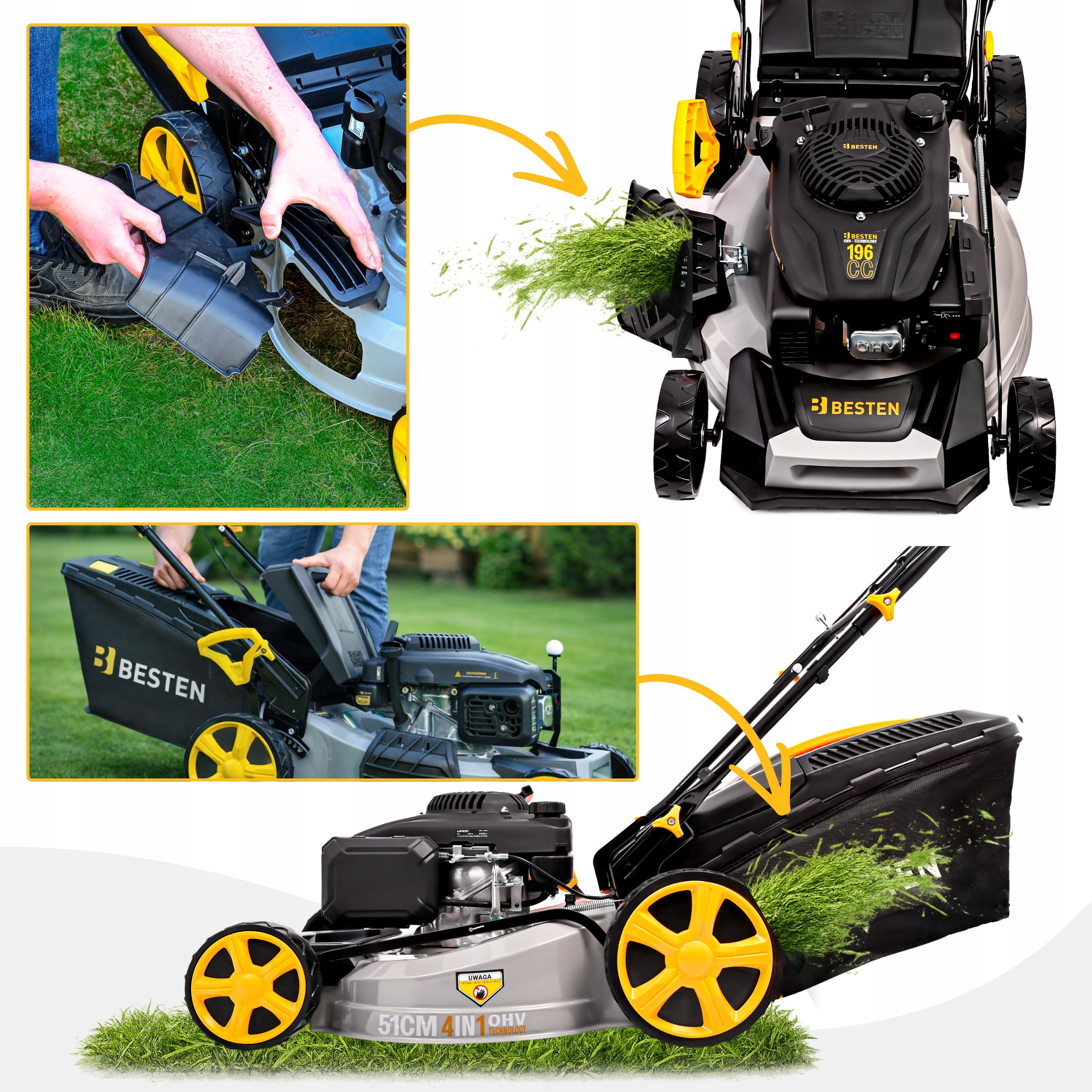 LARGE PETROL MOWER WITH GRASS DRIVE 196CC 53CM OHV LONCIN Series BE0002862