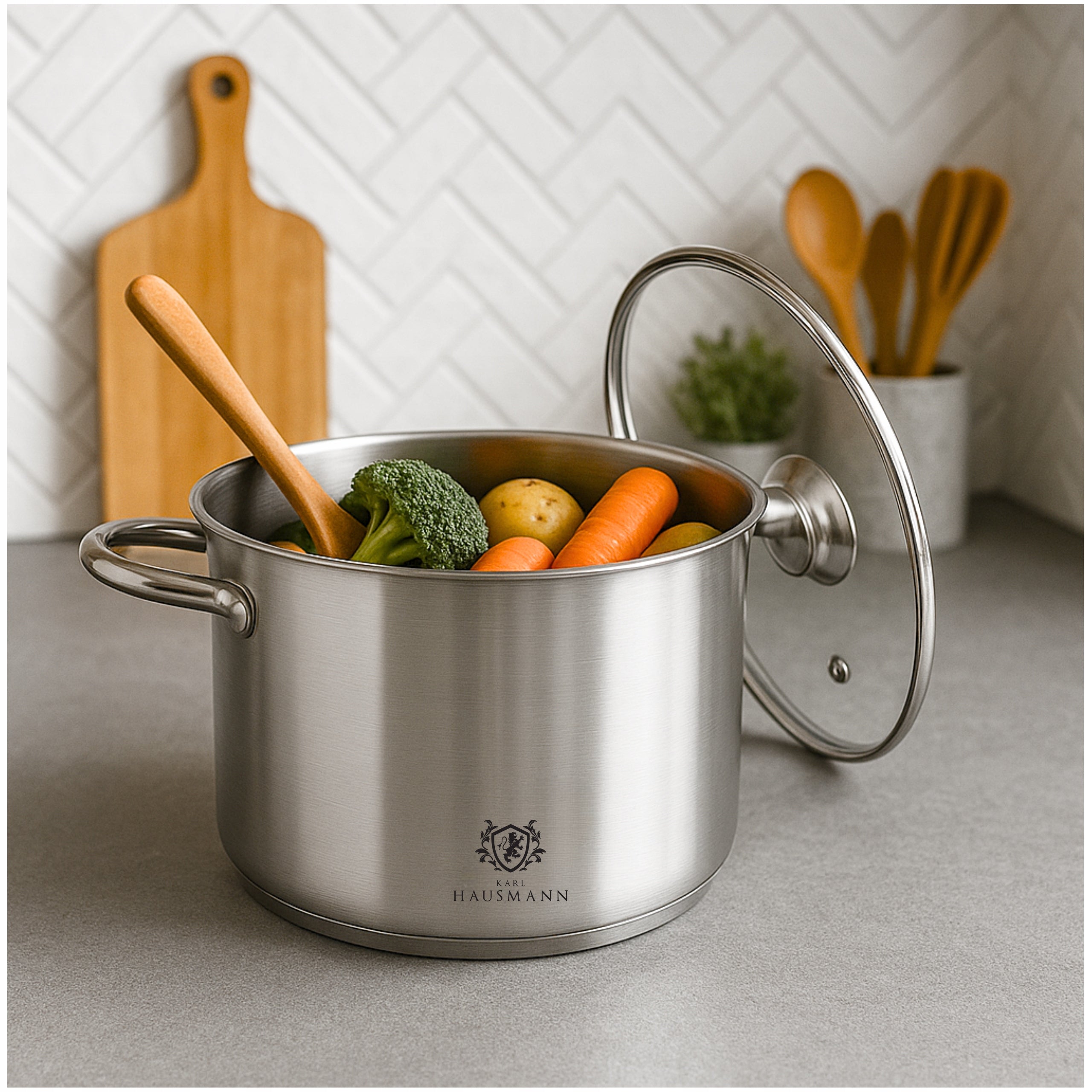 LARGE POT 22,5L INDUCTION GAS STEEL POT HIGH LID GASTRO SOLID EAN (GTIN) 5905155001412
