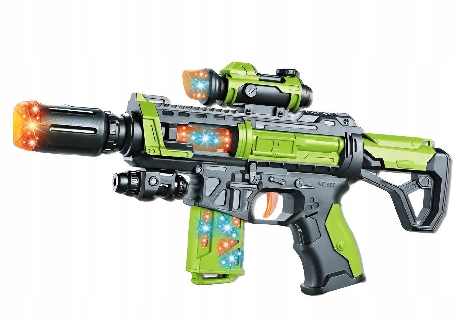 LARGE RIFLE GUN 35CM BATTERY OPERATED WITH STEAM LIGHT 3D SOUND GLOWING Kind rifles