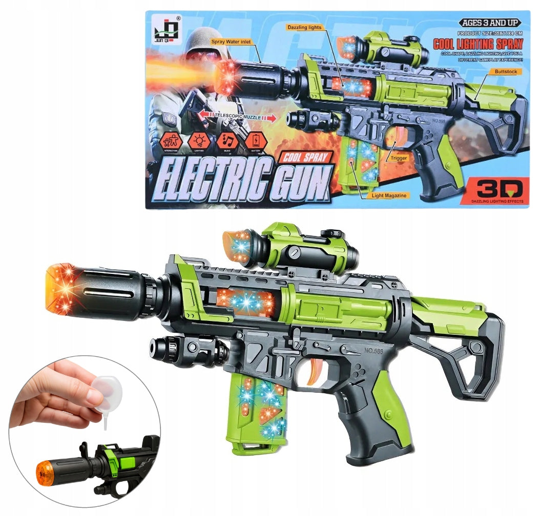 LARGE RIFLE GUN 35CM BATTERY OPERATED WITH STEAM LIGHT 3D SOUND GLOWING Packaging status original