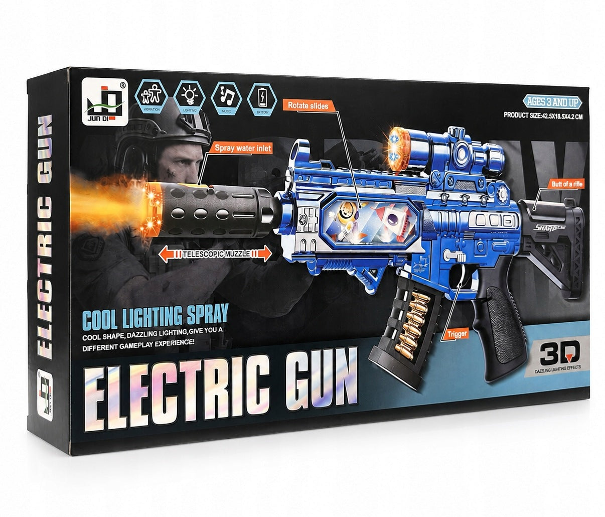 LARGE RIFLE GUN 42,5CM BATTERY OPERATED WITH STEAM LIGHT 3D SOUND GLOWING Kind rifles