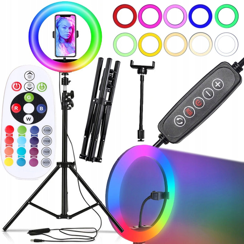LARGE RING LAMP FOR SELFIE 120W LED RGB TRIPOD 220CM WITH REMOTE CONTROL