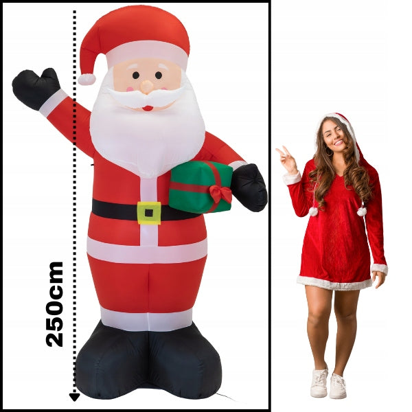 LARGE SANTA CLAUS 250CM INFLATABLE WATERPROOF GLOWING PUMPED BLOWER Packaging status original