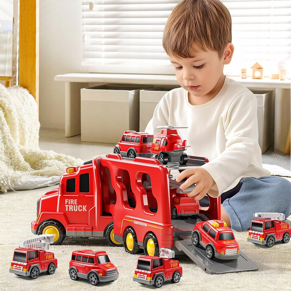 LARGE SET FIRE TRUCK TOW TRUCK SOUND LIGHT CAR TIR WOOPIE 7in1 Brand no brand